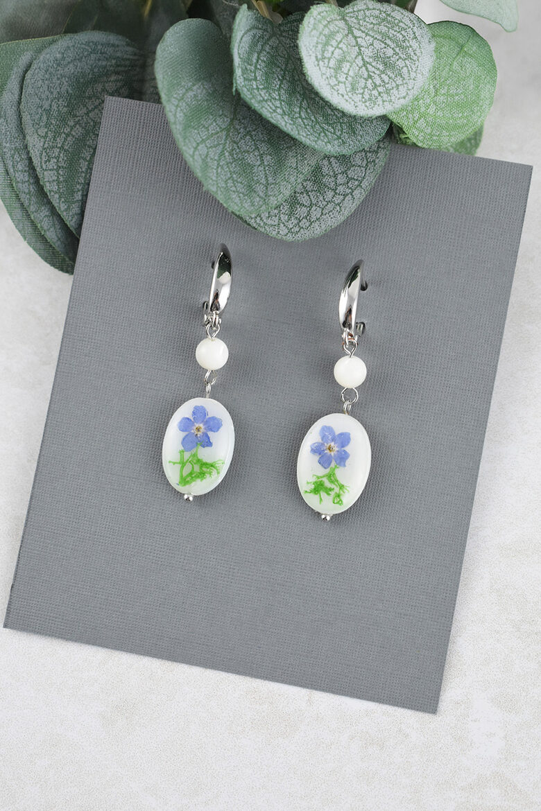 Forget-me-not earrings with English secure clasp