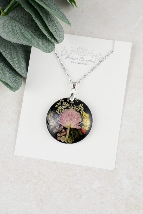 Necklace with pressed flowers