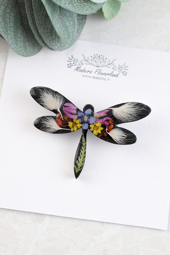 Dragonfly brooch with flowers