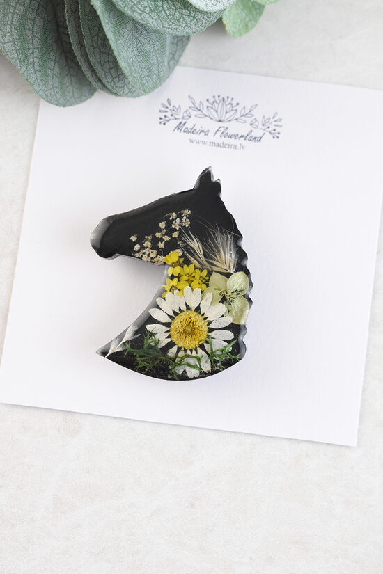 Brooch pin with horse