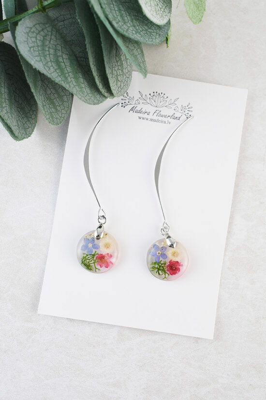 Gari auskari ar ziediem