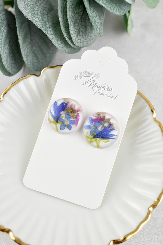 Nagliņu auskari ar dabīgiem ziediem