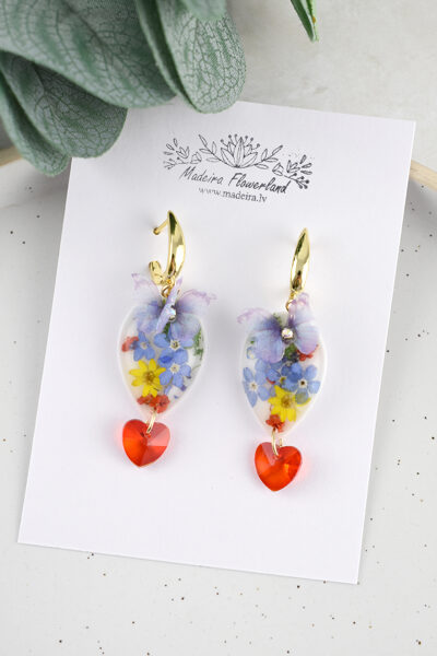 Auskari ar kristālu un zīda tauriņu