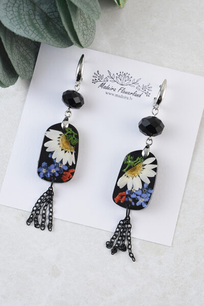 Unikāli dizaina auskari ar īstiem ziediem 