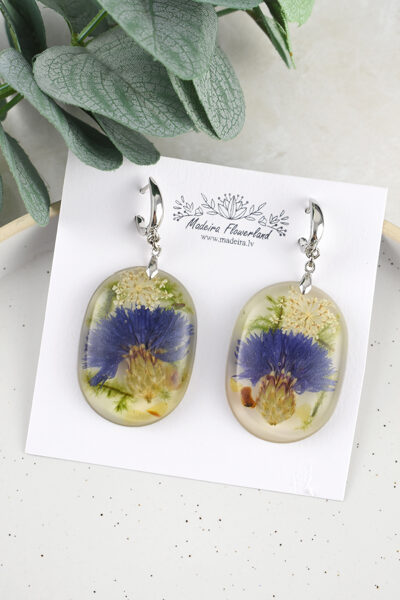 Lieli auskari ar īstiem ziediem