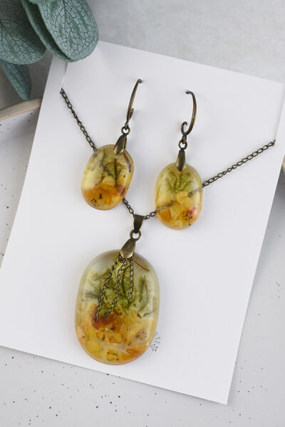 Amber & Moss Jewelry Set – Inspired by Nature