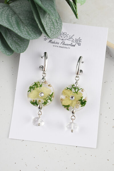 Ziedu auskari ar kalnu kristālu