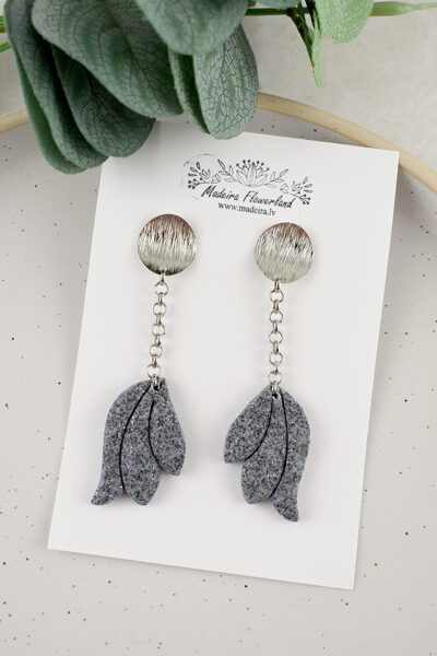 Pelēki polimērmāla auskari