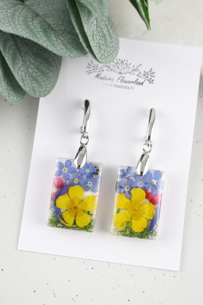 Kvadrātu auskari ar ziediem