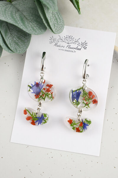 Gari auskari ar rudzupuķi un ziedlapiņām