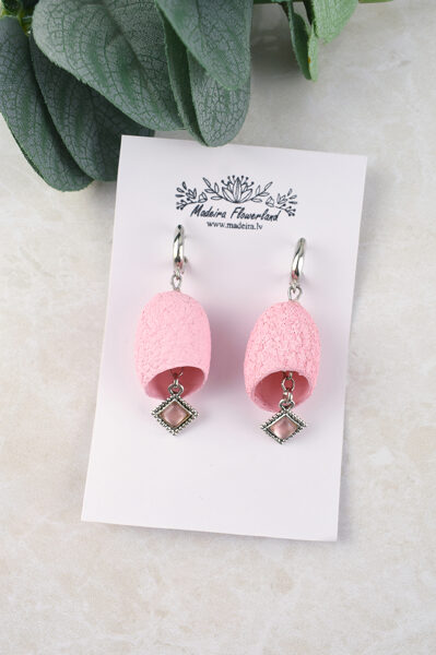 Silk cocoon earrings ''Pink''