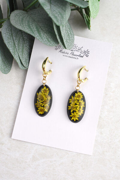 Auskari ar dzelteniem ziediem